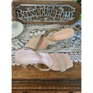 Rhinestone Strappy Clear Heel Block Heel 4 in Heel 8 Prom Formal Going Out Glam